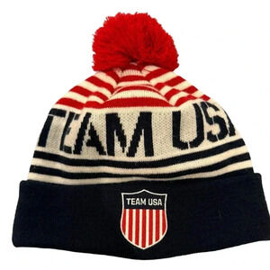 Vintage Team USA Beanie Hat, America Black winter snow skiing snowboarding